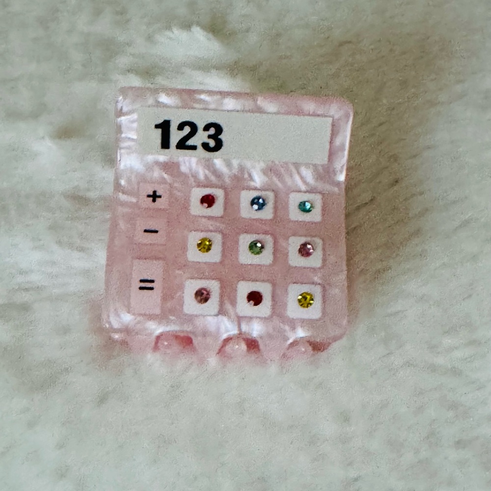Calculator Small Hair Claw Clip, Pink with crystals